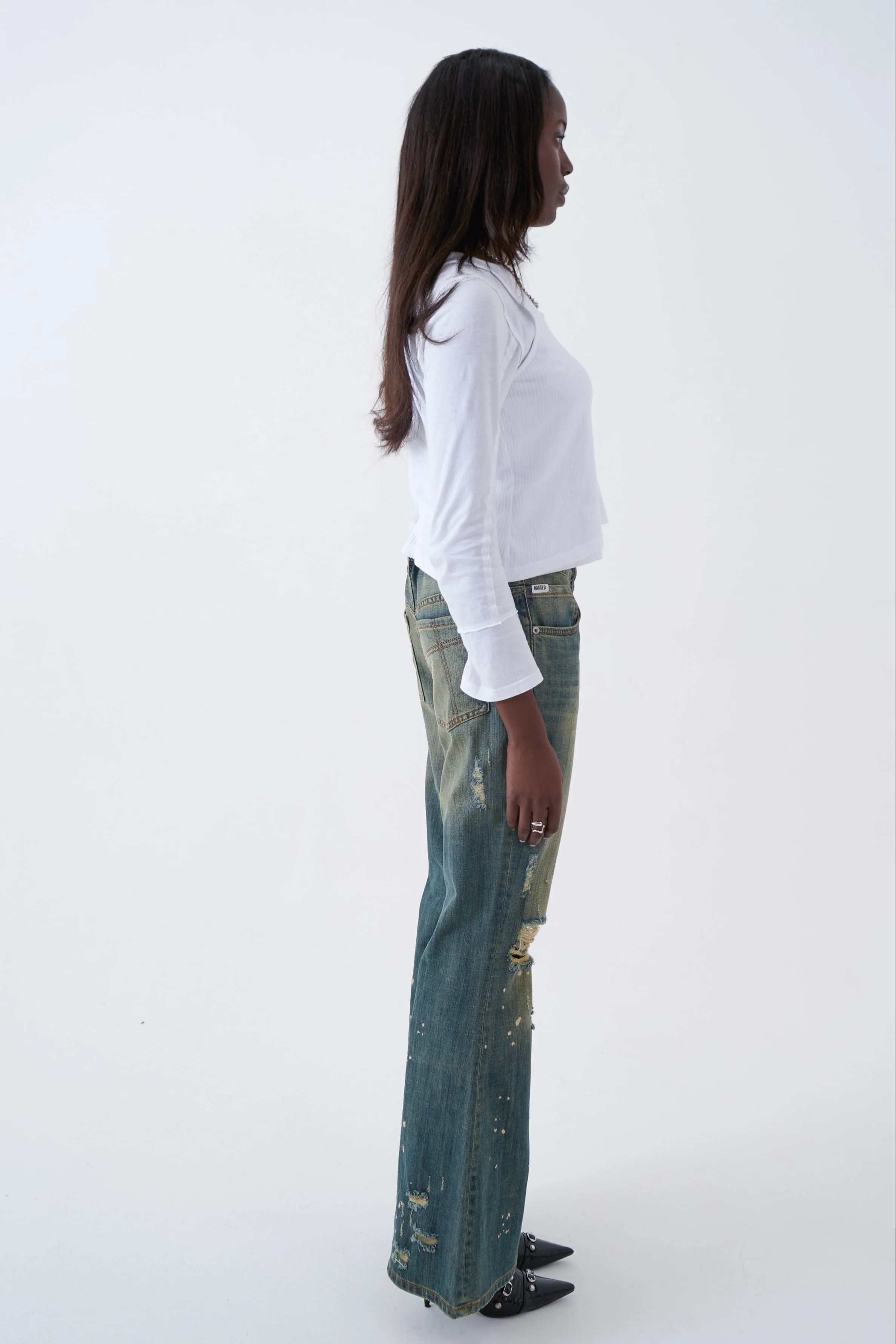 Alexa Distressed Bootcut Jeans - Image 5