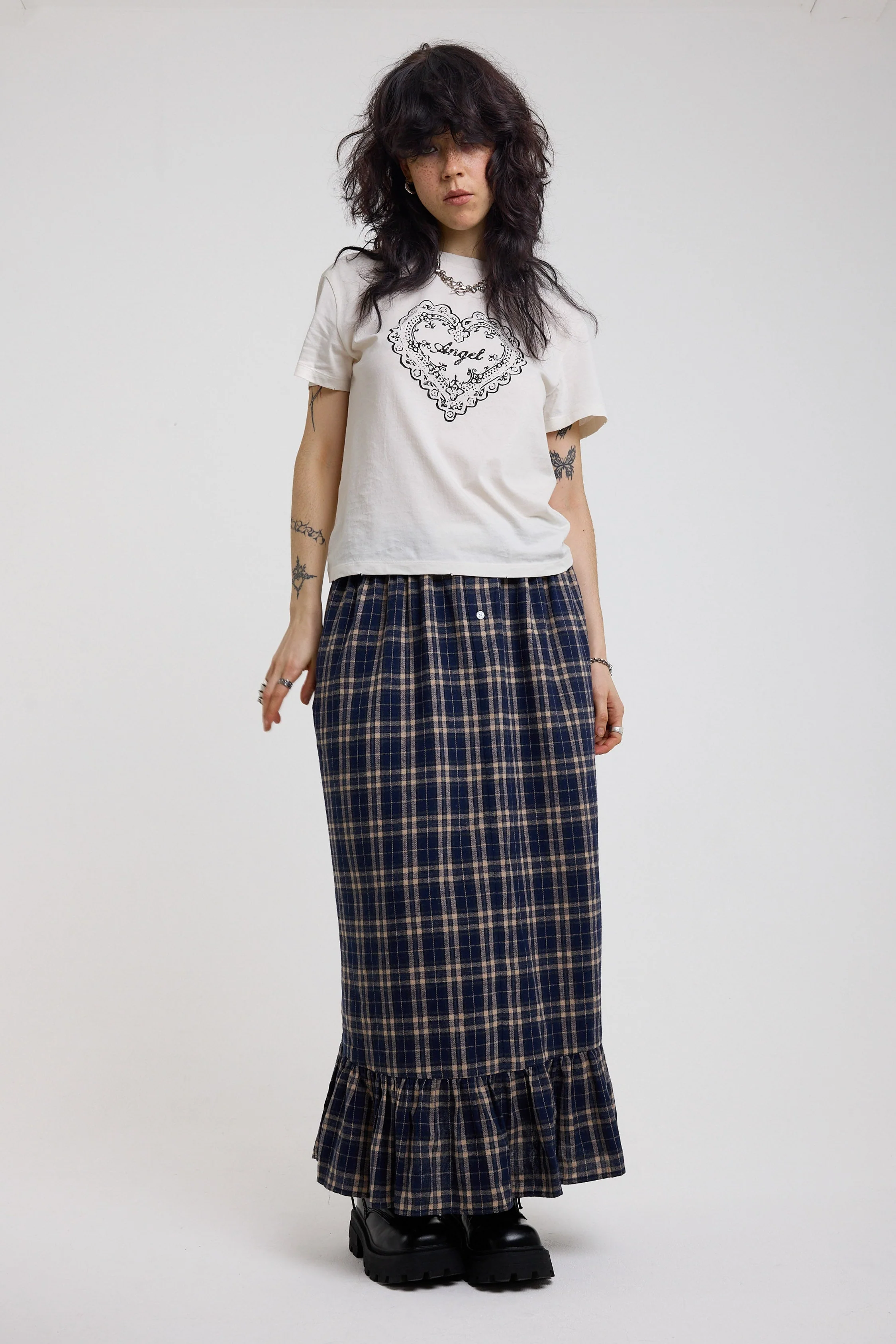 Boxer Tartan Check Maxi Skirt - Image 4