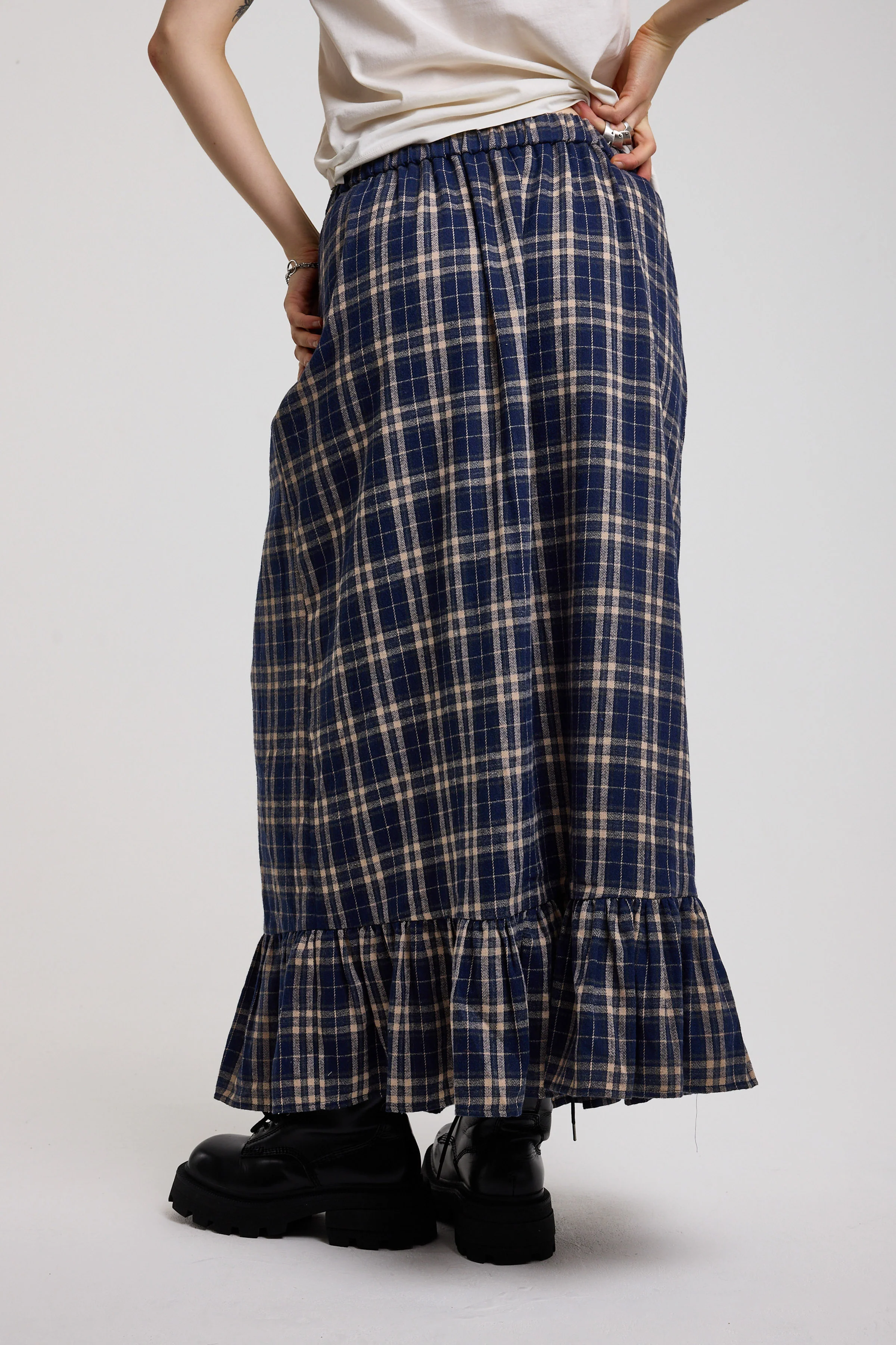 Boxer Tartan Check Maxi Skirt - Image 5