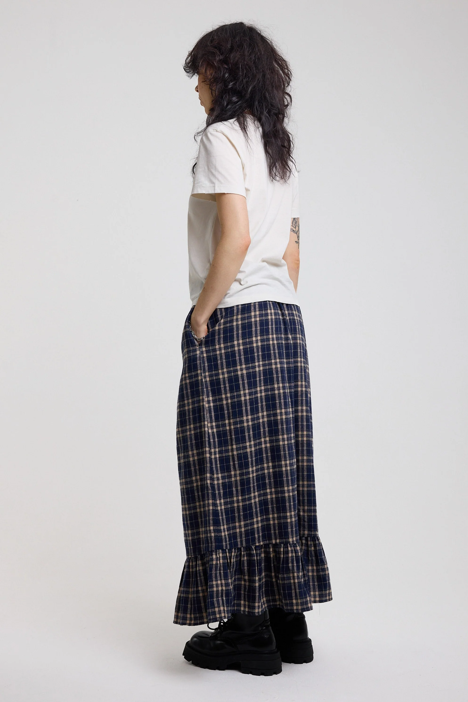 Boxer Tartan Check Maxi Skirt - Image 6