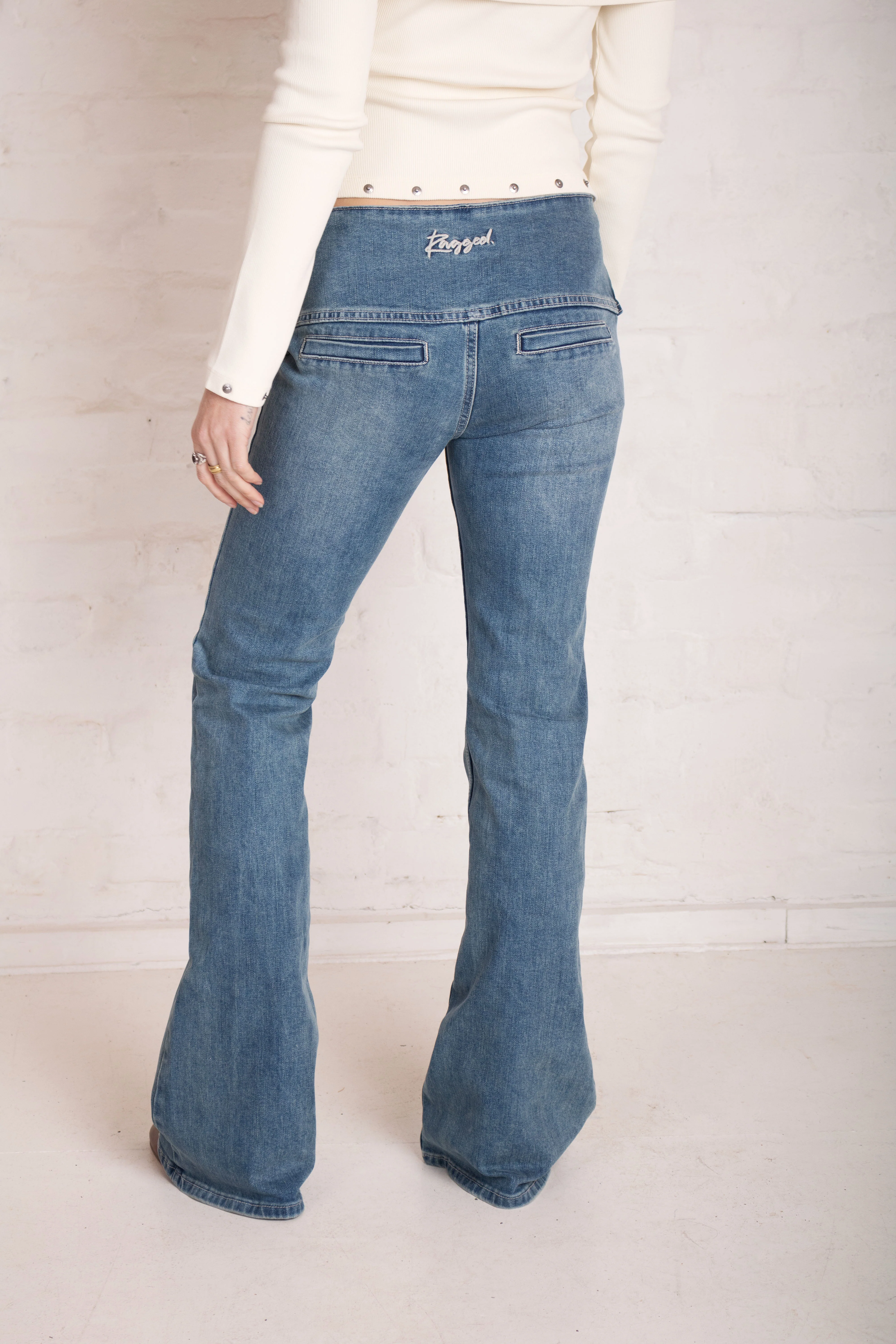 Charlie Western Buckle Flare Jeans - Image 3
