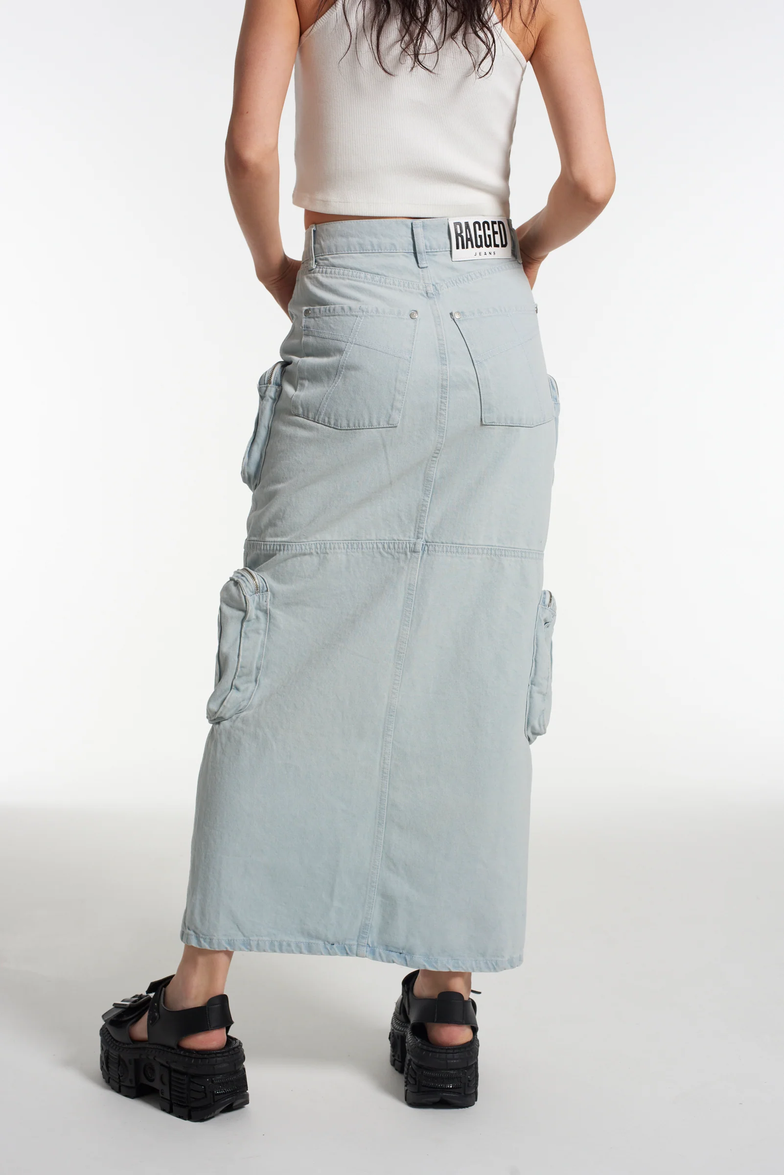 Zip Combat Maxi Skirt Stonewash - Image 7