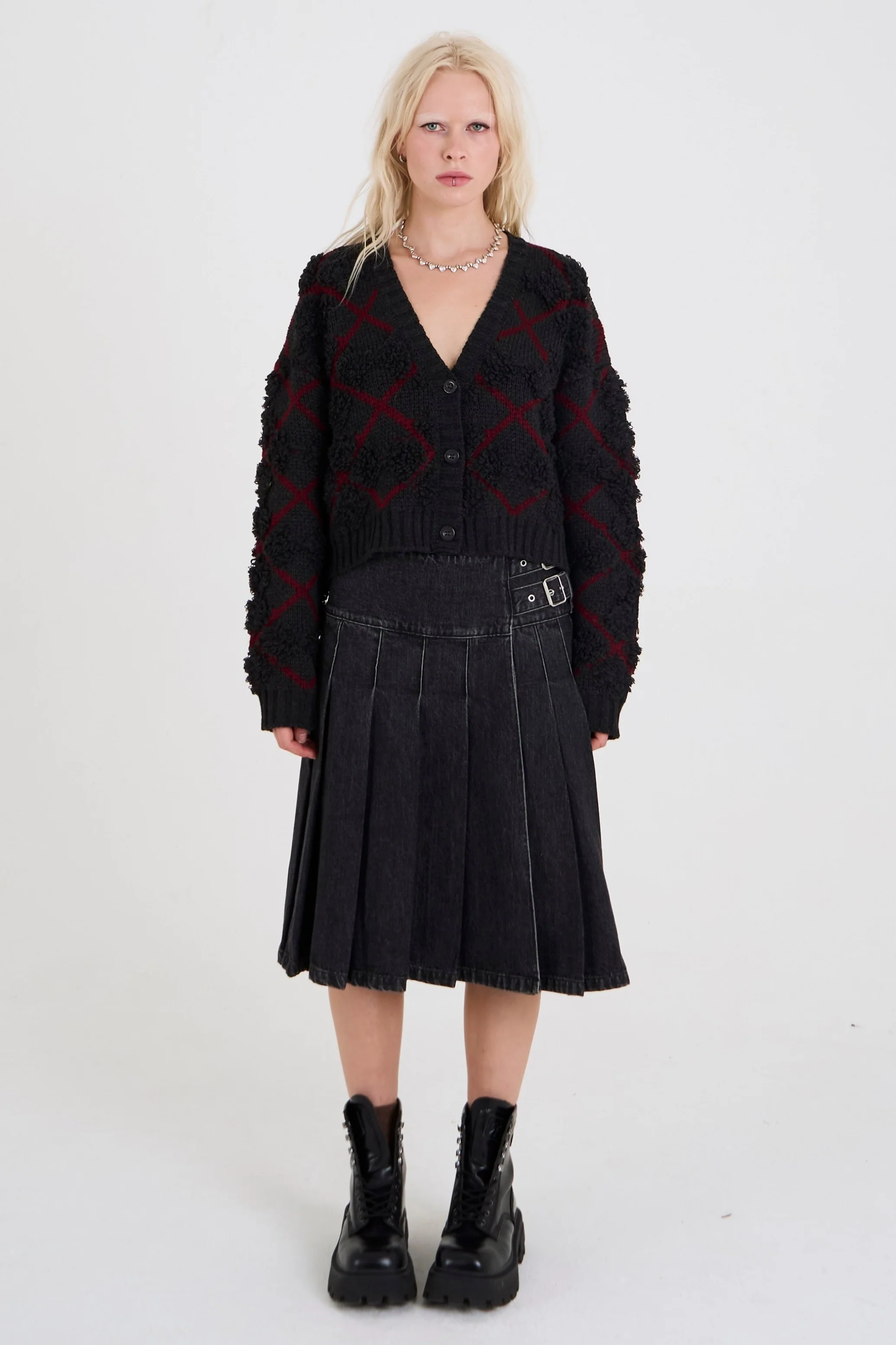 Curator Argyle Grunge Cardigan - Image 3