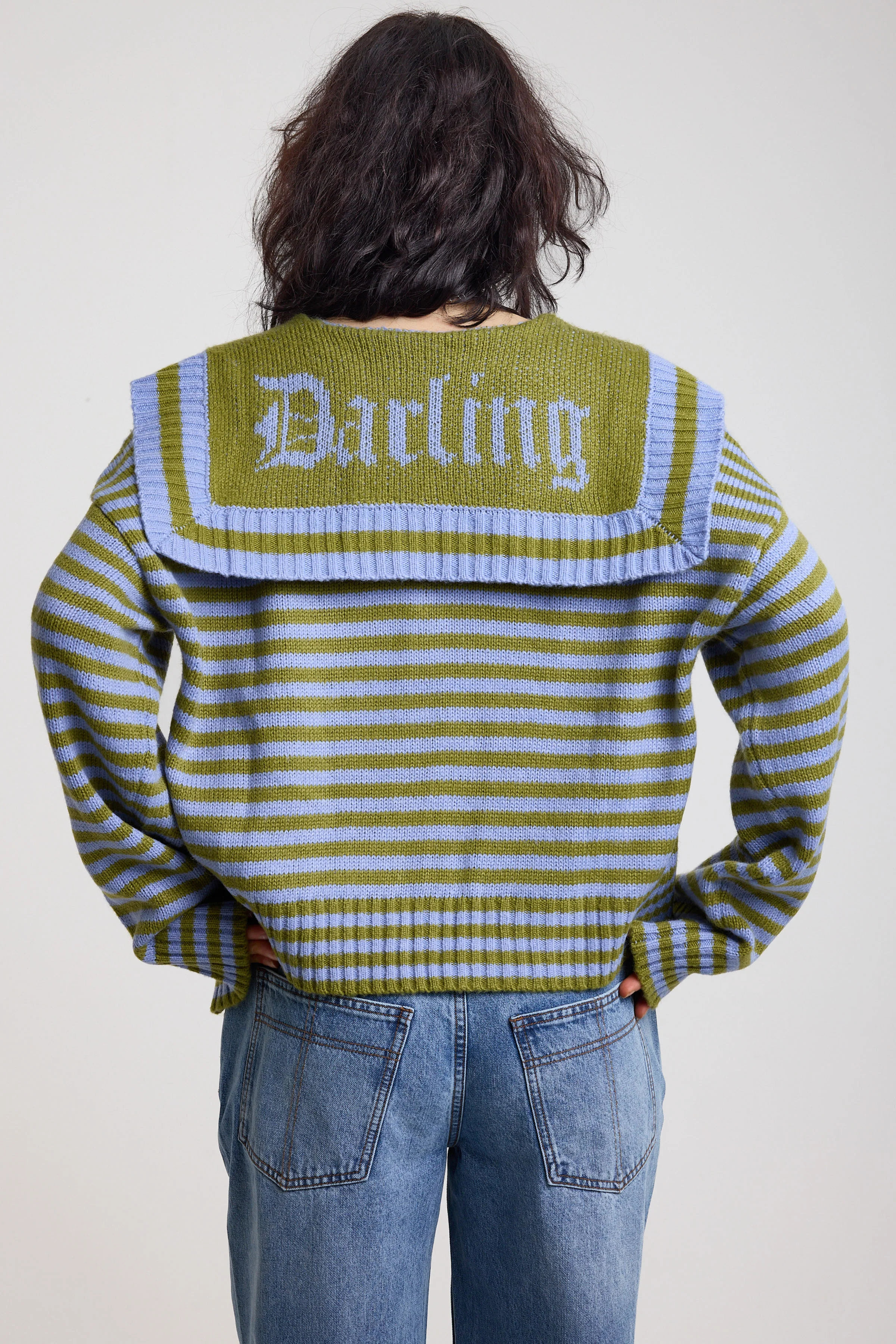 Darling Stripe Oversized Collar Cardigan - Image 5