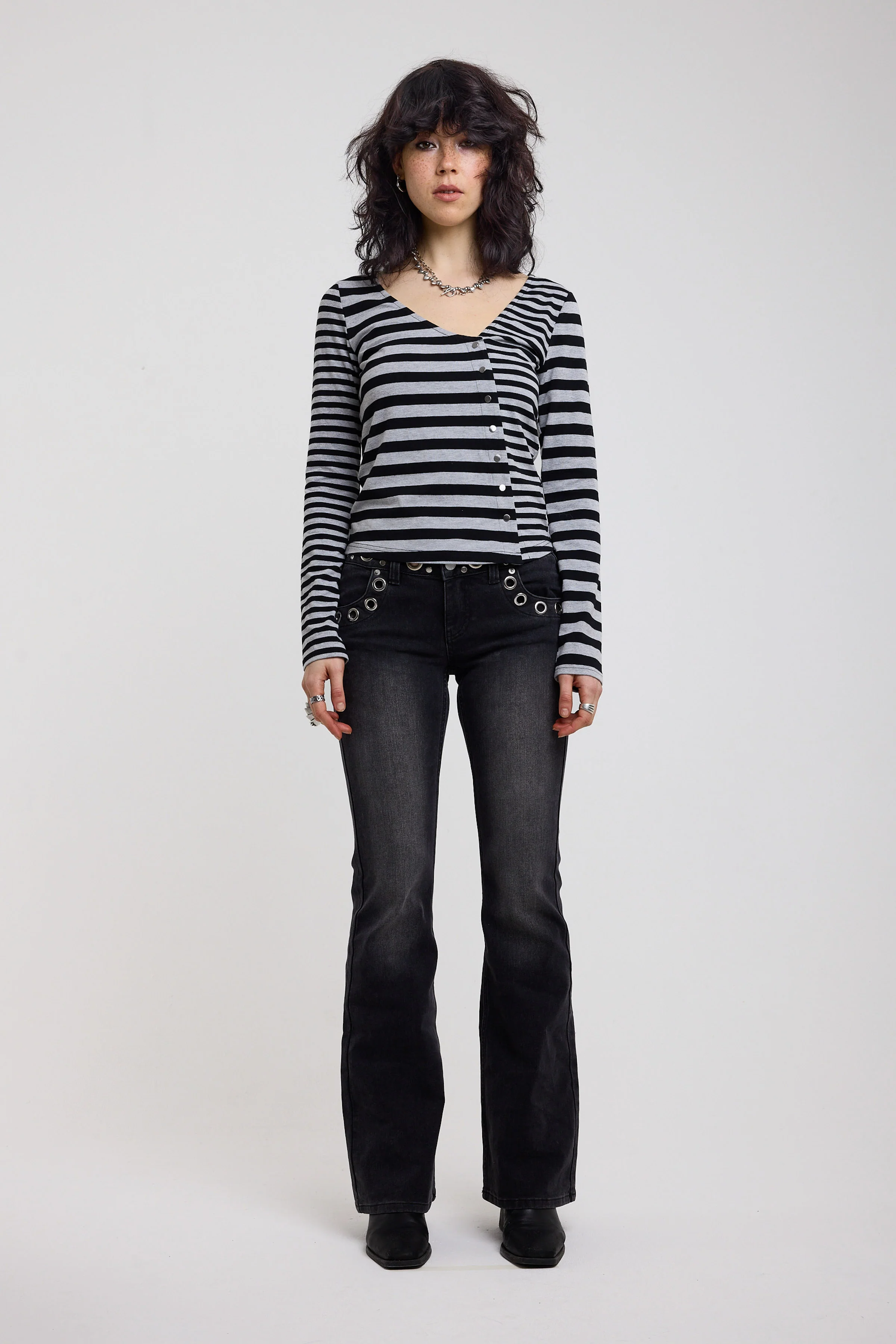 Grade Black Low Rise Eyelet Flare Jeans - Image 8