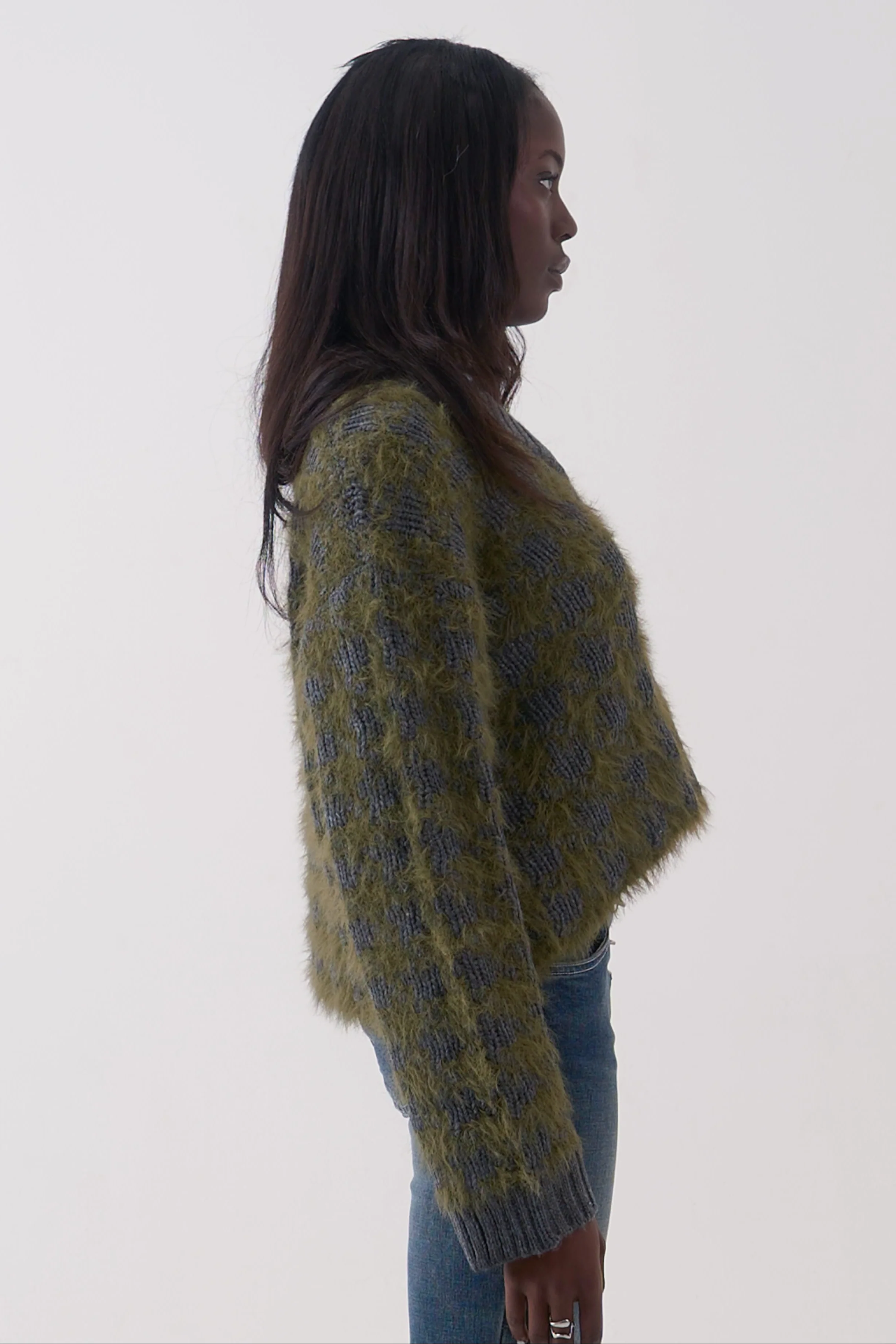 Jade Houndstooth V-Neck Knit - Image 4