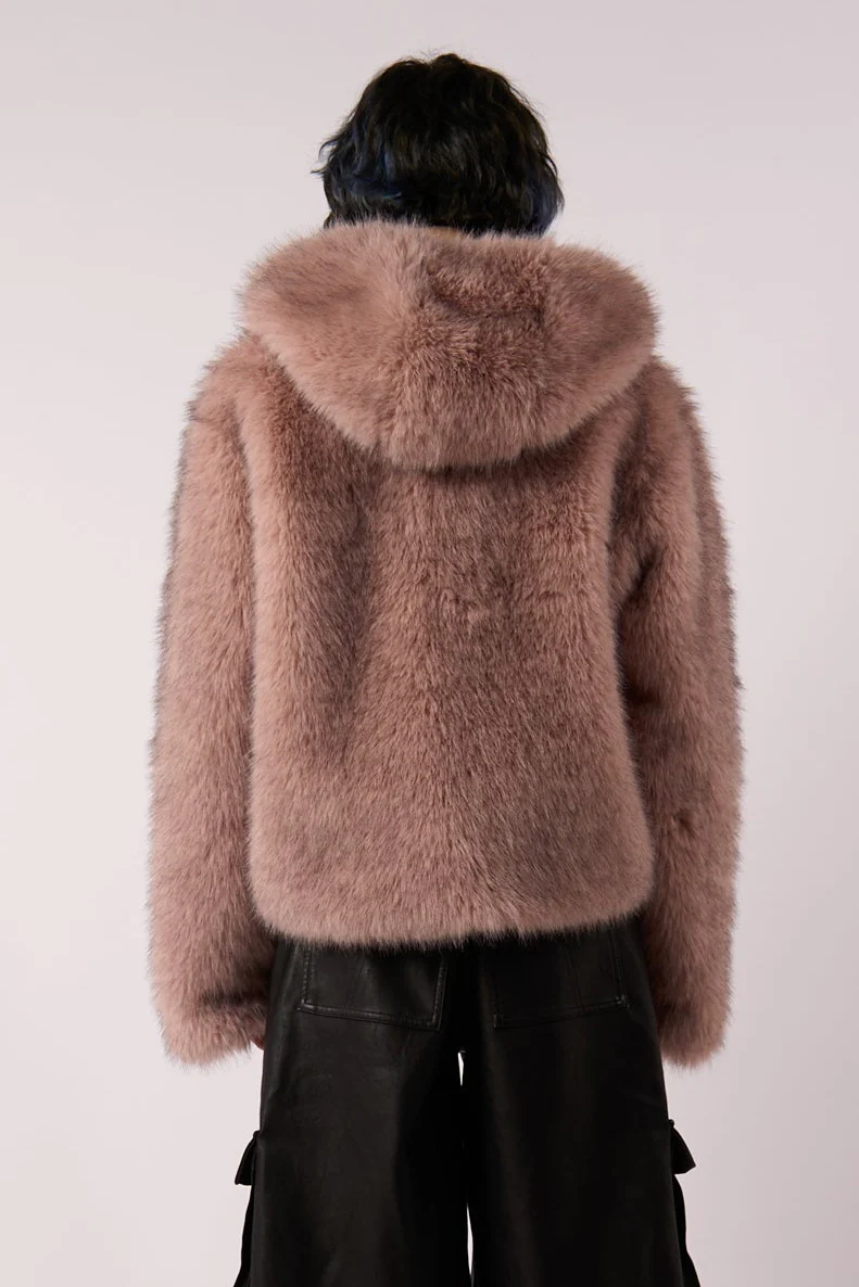 Julia Pink Faux Fur Coat - Image 5