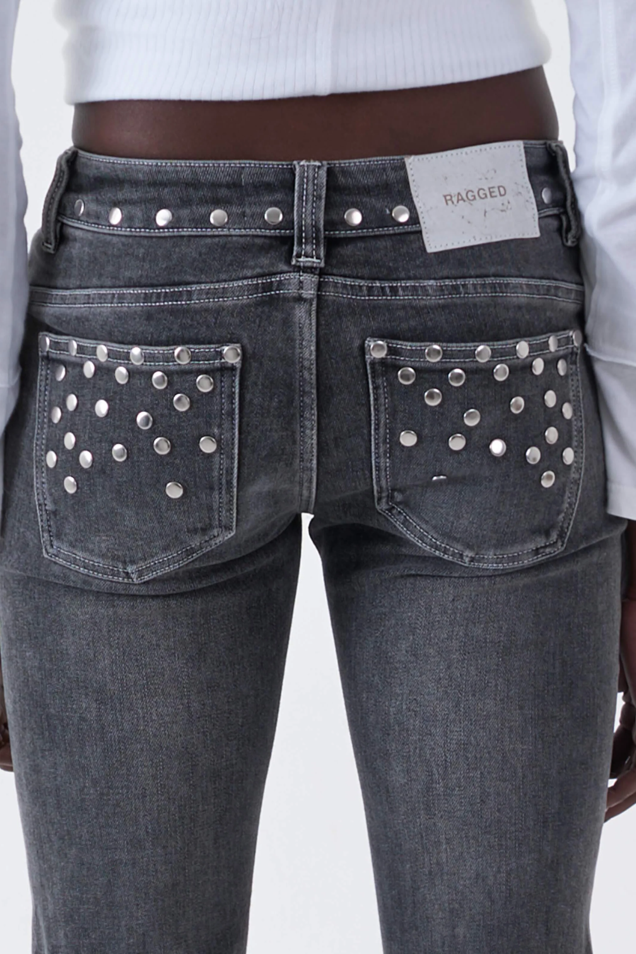Locket Grey Studded Bootcut Flare Jeans - Image 5