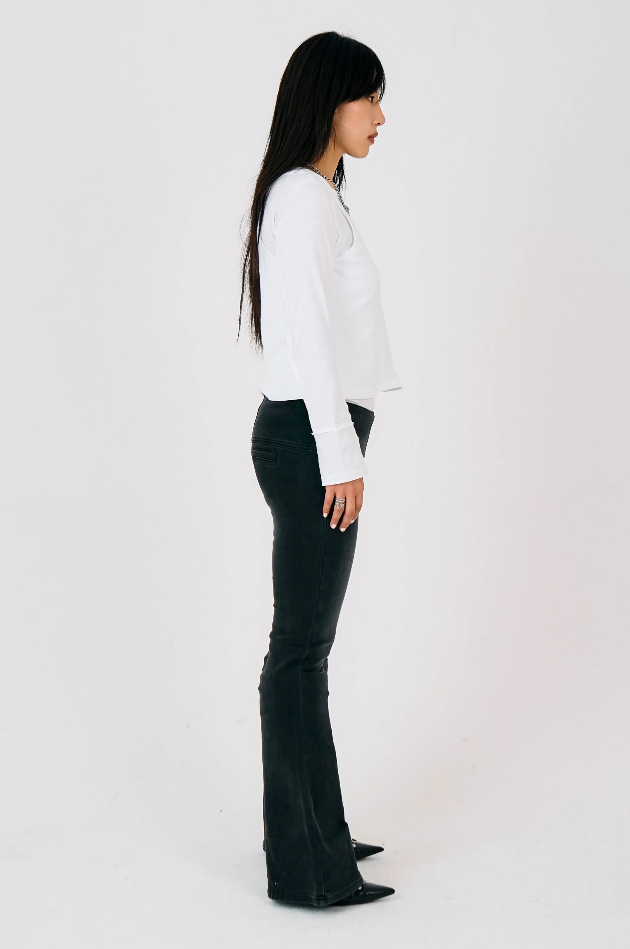 Moss Washed Black Bootcut Flare Jeans - Image 4