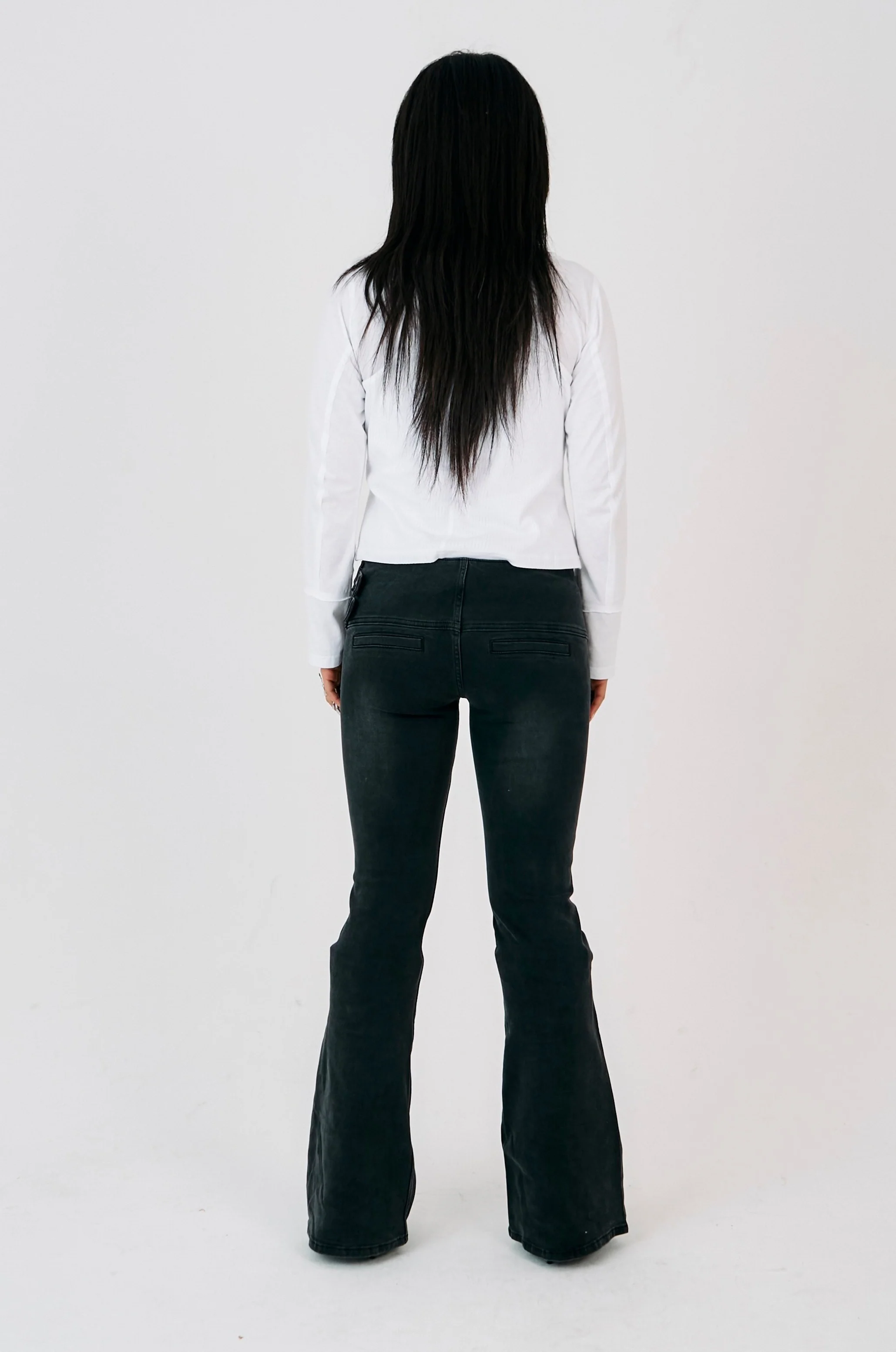 Moss Washed Black Bootcut Flare Jeans - Image 5