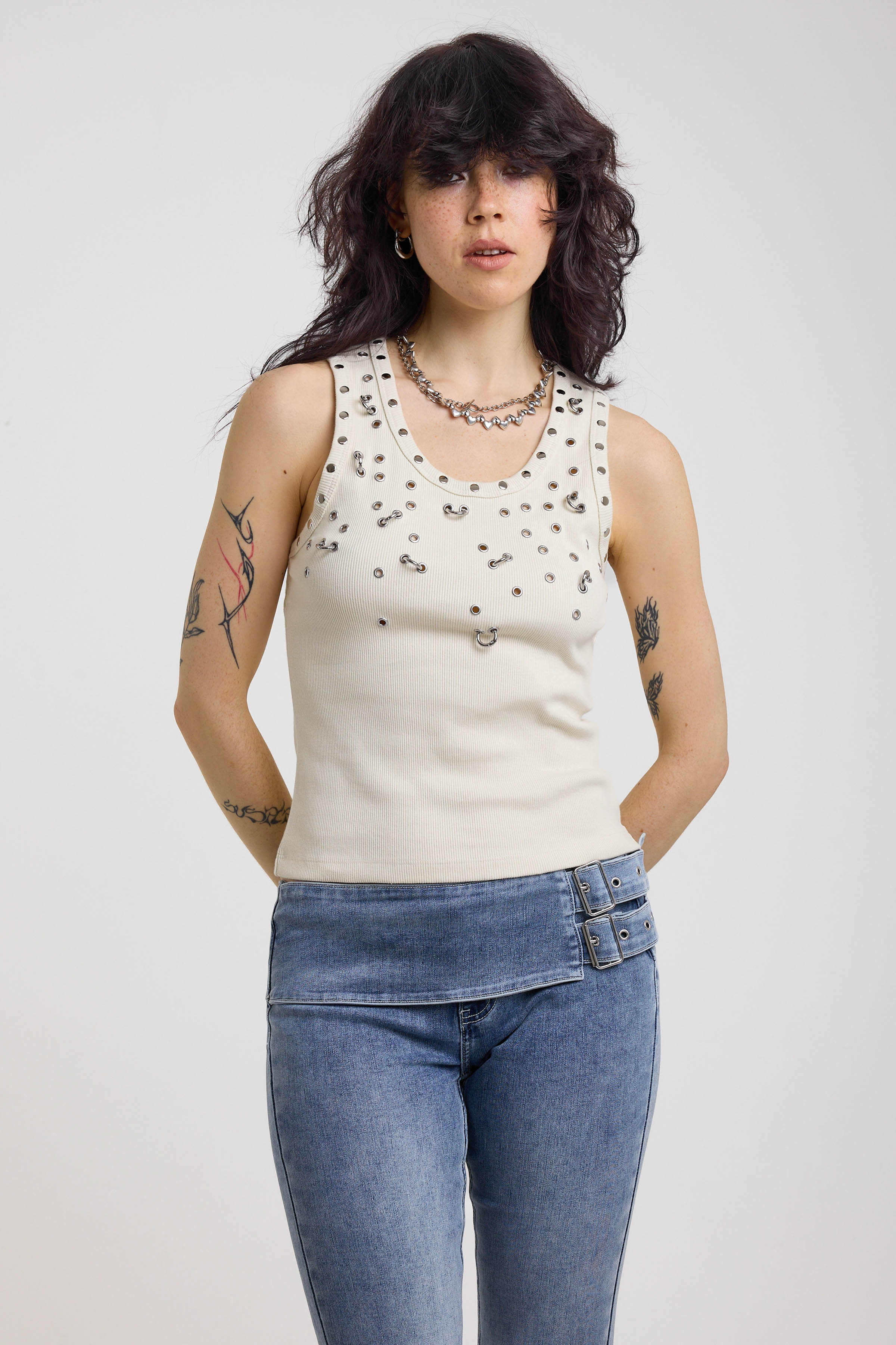Scatter Piercing Eyelet Tank Top - Image 5