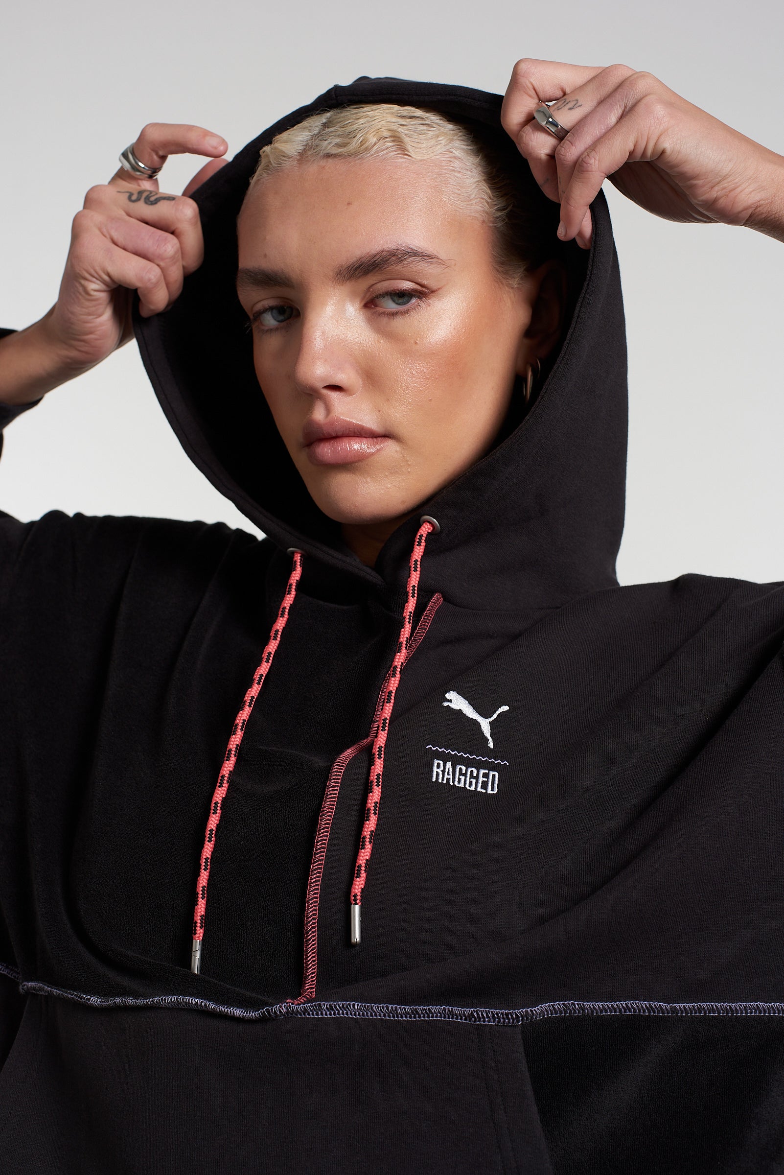 PUMA x The Ragged Priest Black Jersey Hoodie - Image 4
