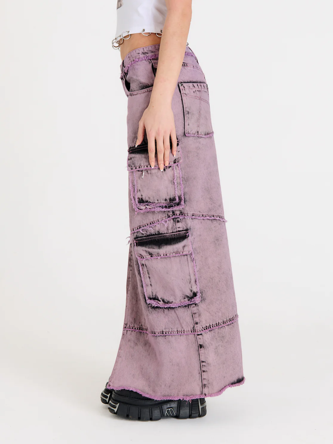 Vortex Denim Combat Maxi Skirt - Image 3